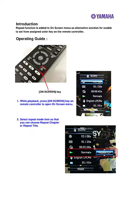 yamaha雅马哈Repeat in Option Menu